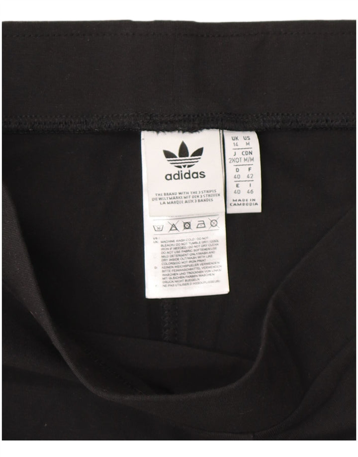 Adidas Damen Leggings UK 14 Mittelschwarz gestreift Baumwolle