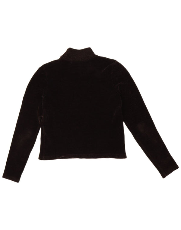 Zara Damen Velours Crop Rollkragenpullover Pullover UK 8 Small Schwarz