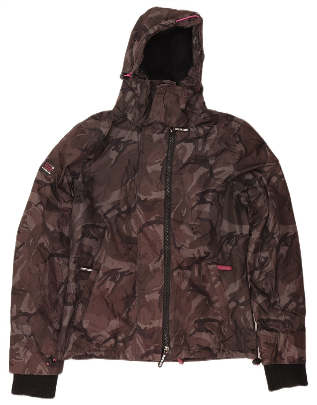 Vintage Damen Kapuzen-Windbreakerjacke UK 10 Small Grey Camouflage