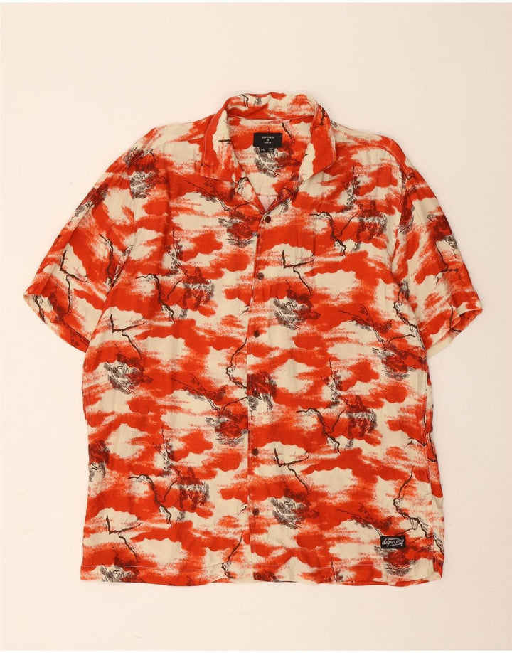 Superdry Herren Kurzarmhemd XL Red Tie Dye Cupro