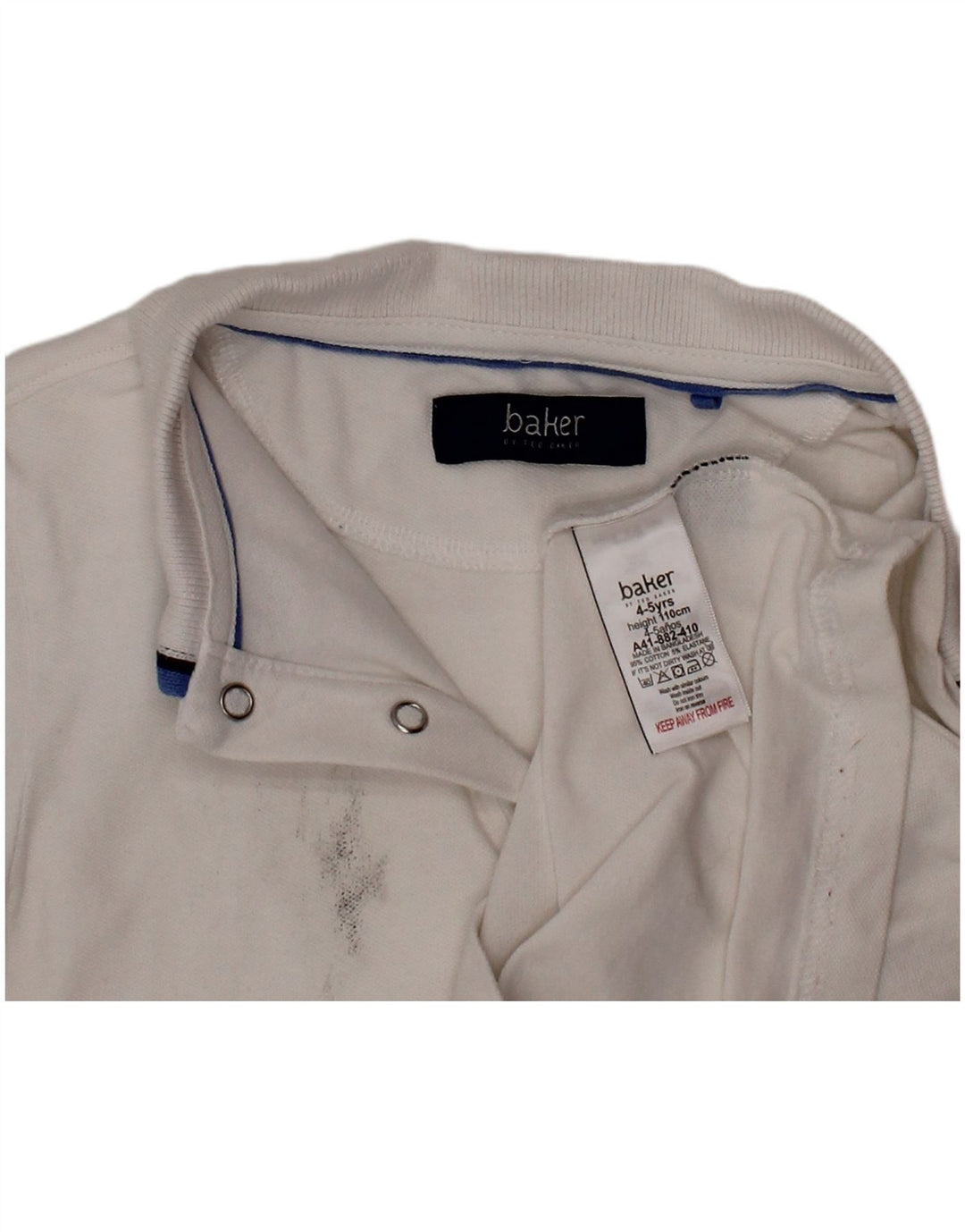 TED BAKER Poloshirt für Jungen, 4–5 Jahre, weiße Baumwolle