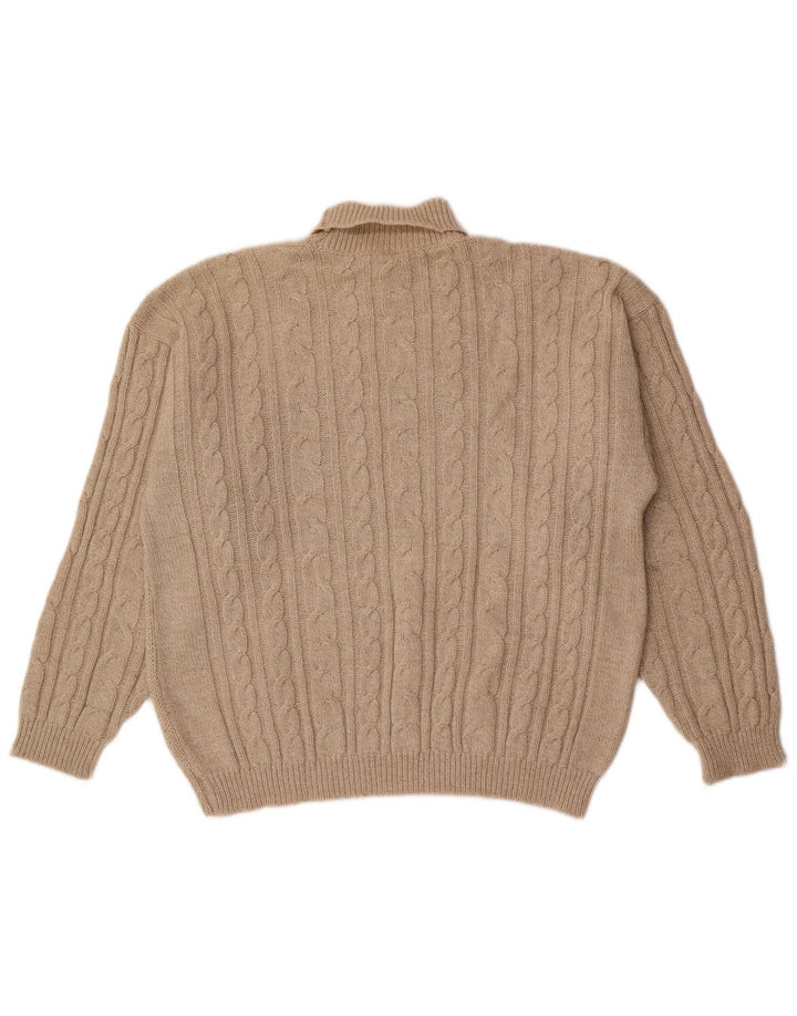 Vintage Herren Rollkragenpullover Pullover Medium Beige Geometrisch