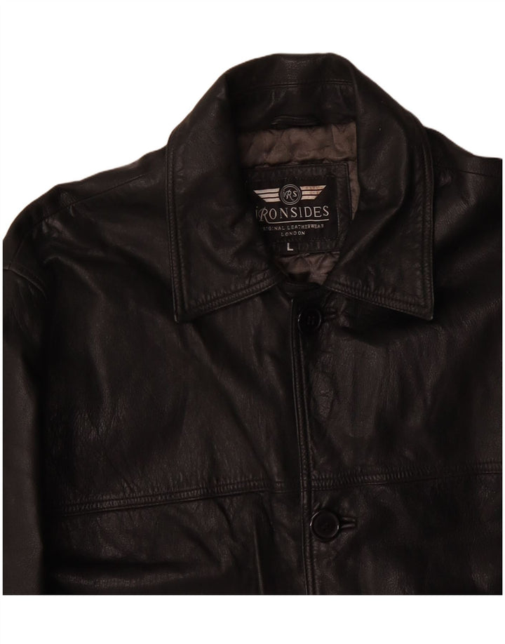 Ironsides Herren-Lederjacke, UK 40, großes schwarzes Leder