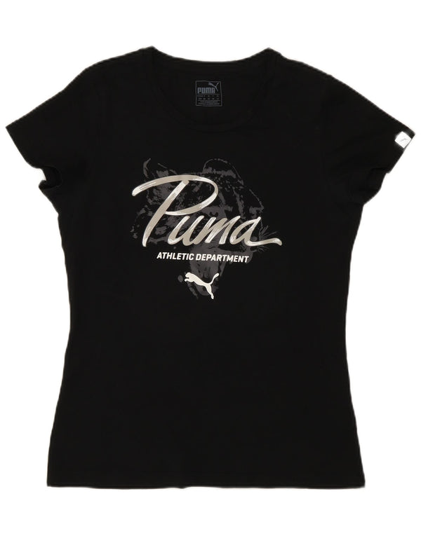 Puma Damen Graphic T-Shirt Top UK 12 Medium Schwarz