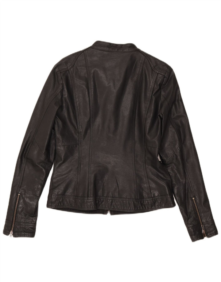 Only Damen Leder Racer Jacke IT 38 XS Schwarzes Leder