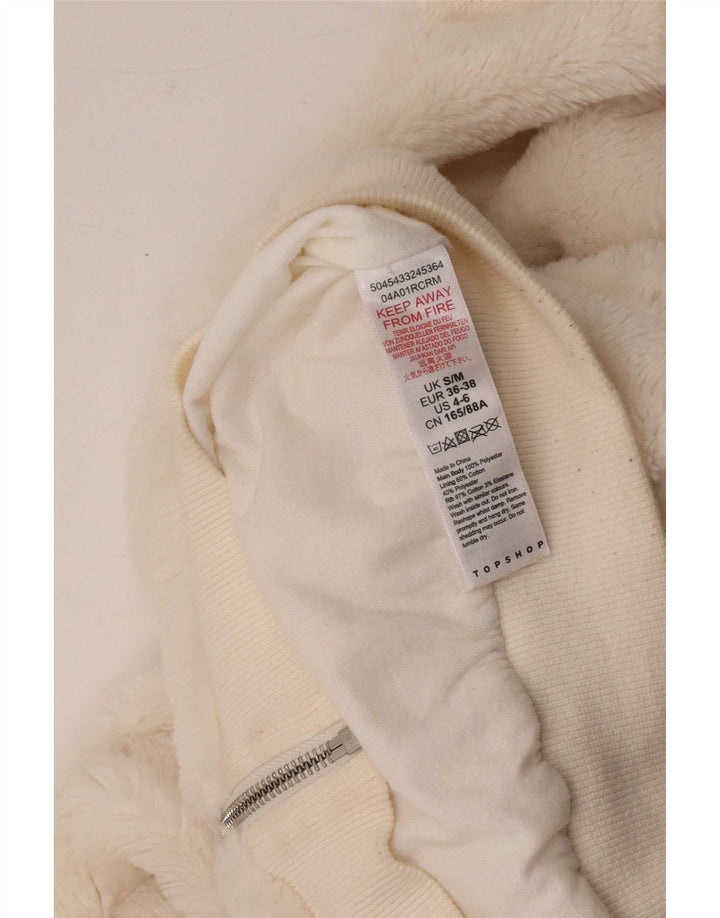 Topshop Damen-Bomberjacke mit Teddybär-Kapuze, Gr. 10, gebrochenes Weiß