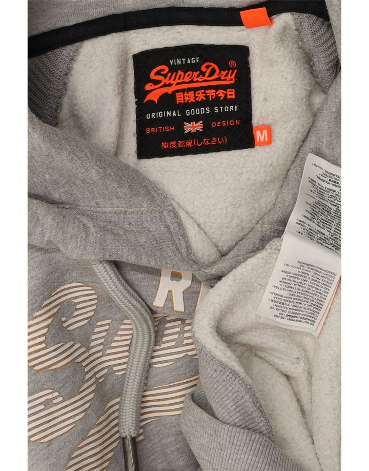 SUPERDRY Herren-Kapuzenpullover mit Grafik, mittelgrau, gestreift, Baumwolle