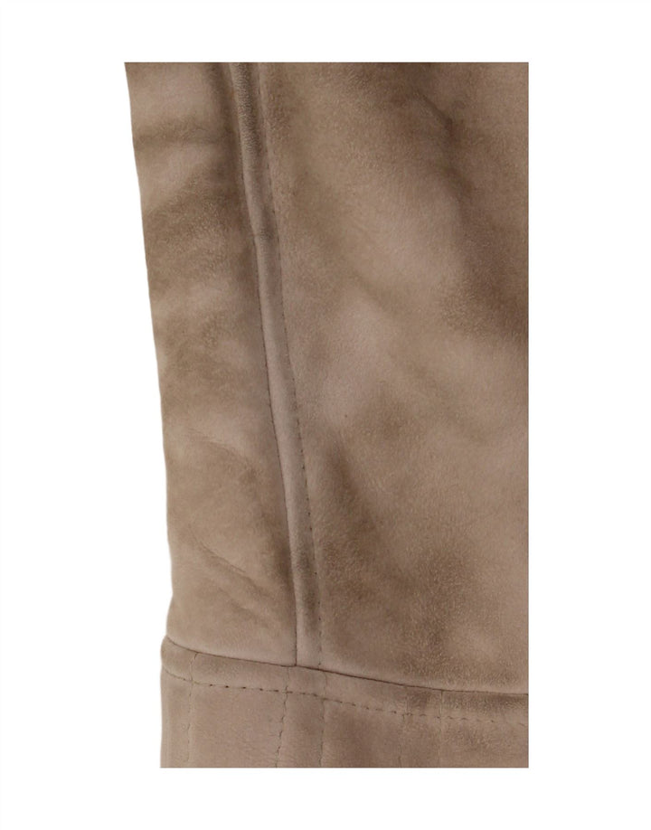 Vintage Damen Shearling Mantel IT 46 Großes Beige Leder