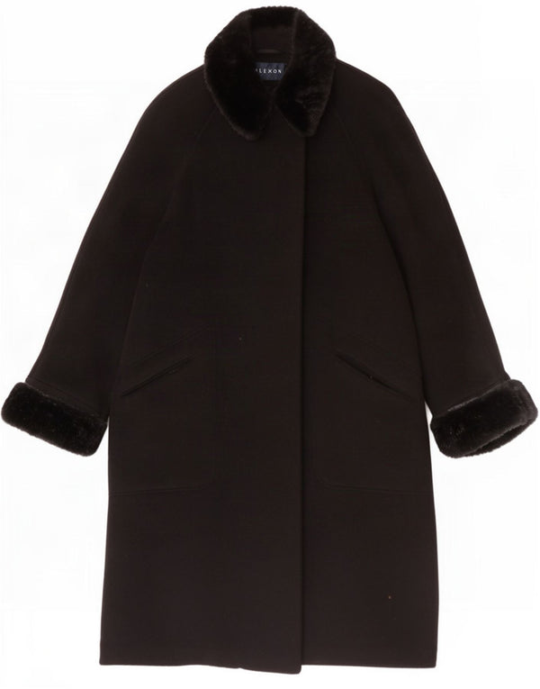 ALEXON Damen Übergroßer Mantel UK 12 Mittelschwarze Wolle
