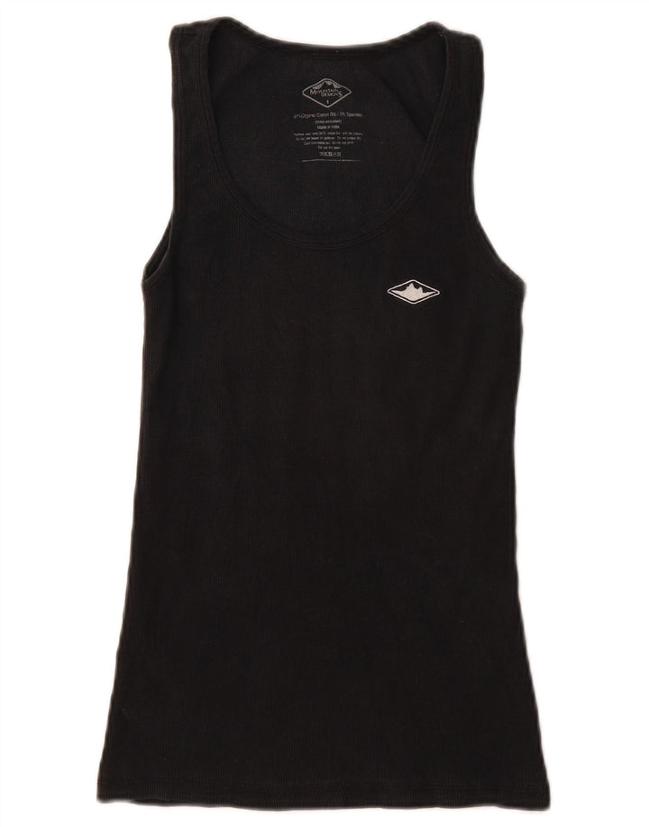 Mountain Designs Damen-Trägershirt, UK-Größe 8, Größe S, schwarze Baumwolle