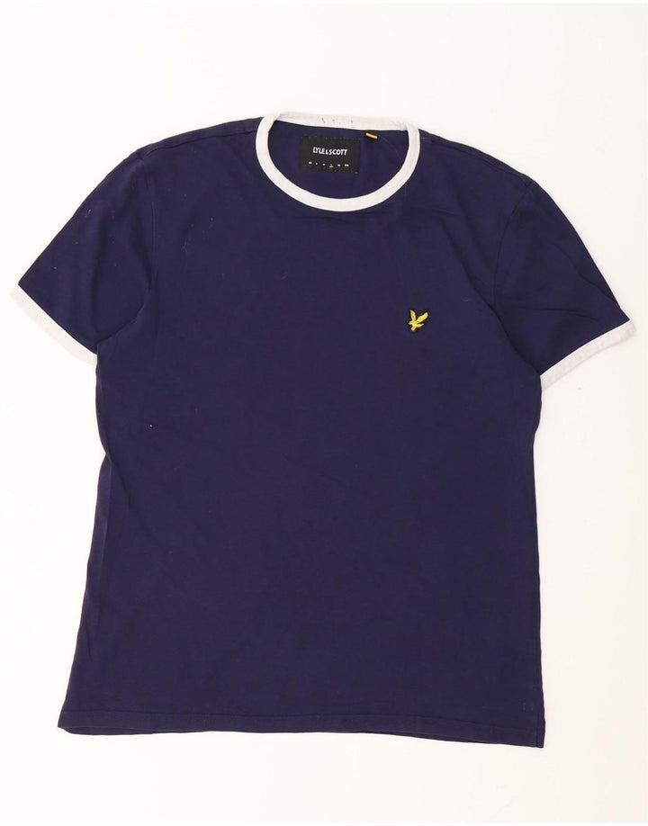 Lyle & Scott Herren T-Shirt Top Large Marineblau Baumwolle
