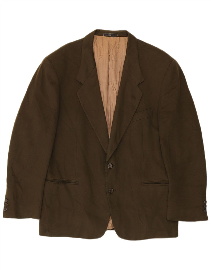 Valentino Herren-Blazer mit 2 Knöpfen, UK 38, mittlere Khaki-Schurwolle