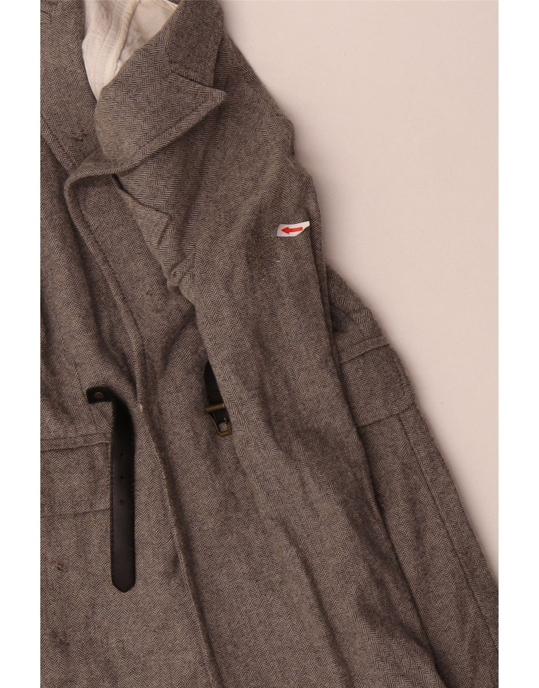 Dsquared2 Damen Mantel IT 42 Mittelgraue Fischgrätenwolle