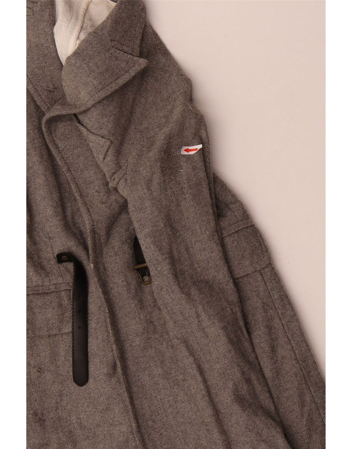 Dsquared2 Damen Mantel IT 42 Mittelgraue Fischgrätenwolle