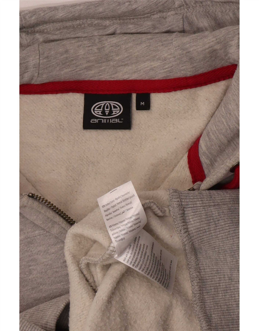 Animal Herren-Kapuzenpullover mit grafischem Reißverschluss, mittelgrau gesprenkelte Baumwolle