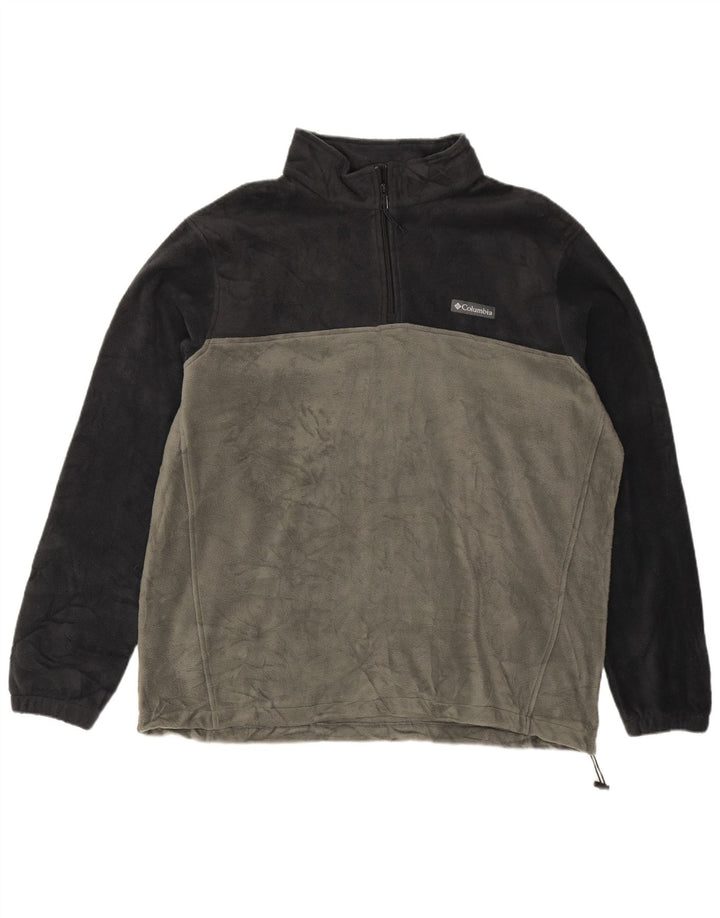 COLUMBIA Herren-Fleecepullover mit Reißverschluss am Hals, 2XL, graues Farbblock-Polyester
