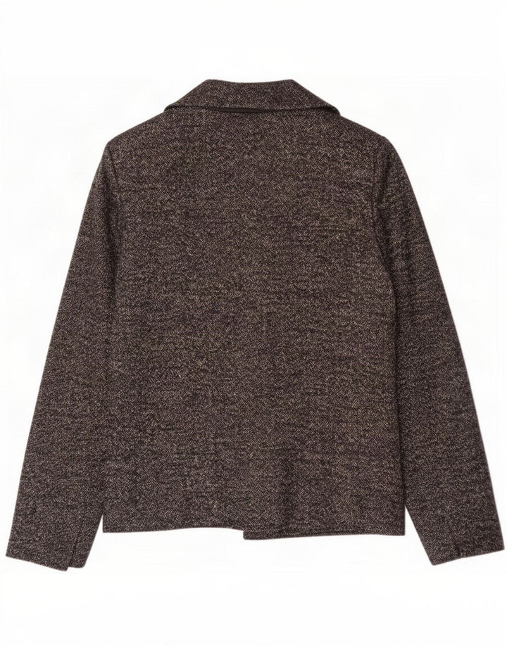 Max Mara Damen-Blazer mit 1 Knopf, UK 12, mittelgraue Wolle mit Fischgrätenmuster