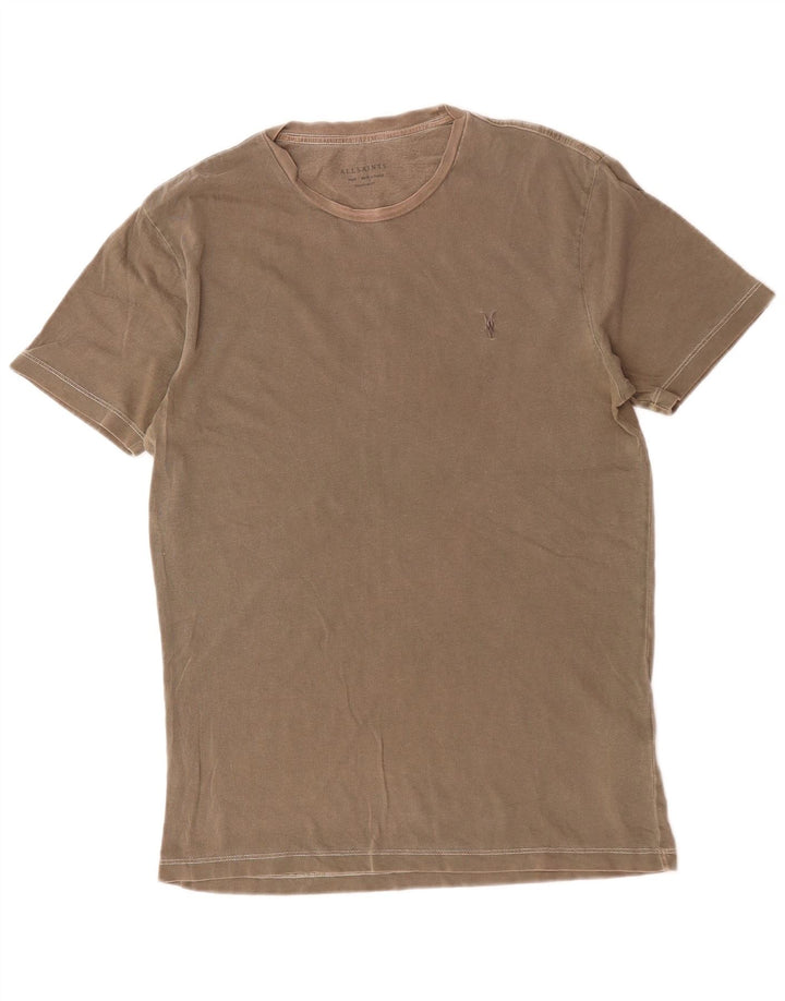 All Saints Herren-T-Shirt mit normaler Passform, klein, braun, Baumwolle