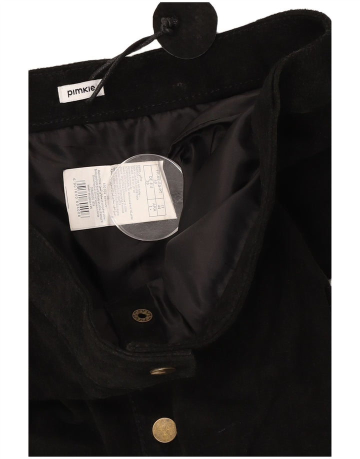 Pimkie Damen Wildleder Minirock IT 44 Medium W30 Schwarzes Leder