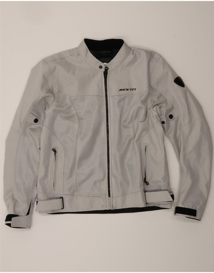 REV'IT Mens Graphic Moto Racer Bomber Jacket IT 46 Small Grey Polyester