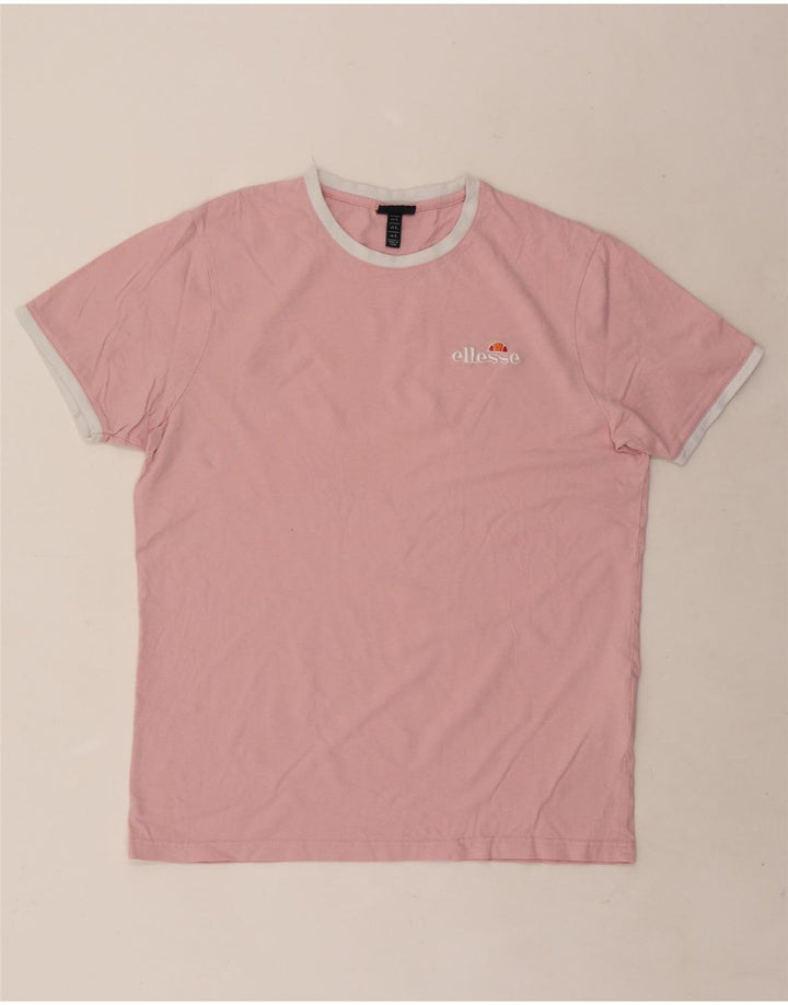 Ellesse Herren-T-Shirt-Oberteil, groß, rosa, Colourblock-Baumwolle