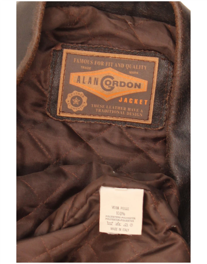 Alan Gordon Herren Lederjacke UK 42 XL Braunes Leder