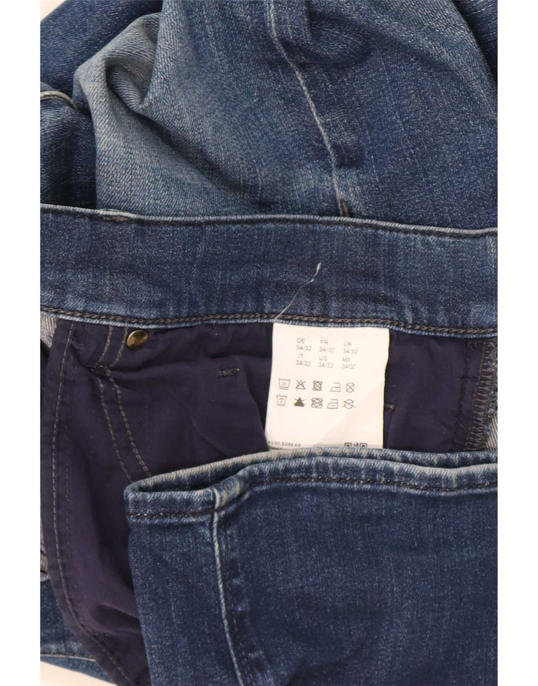 Hugo Boss Herren Straight Jeans W34 L32 Blaue Baumwolle