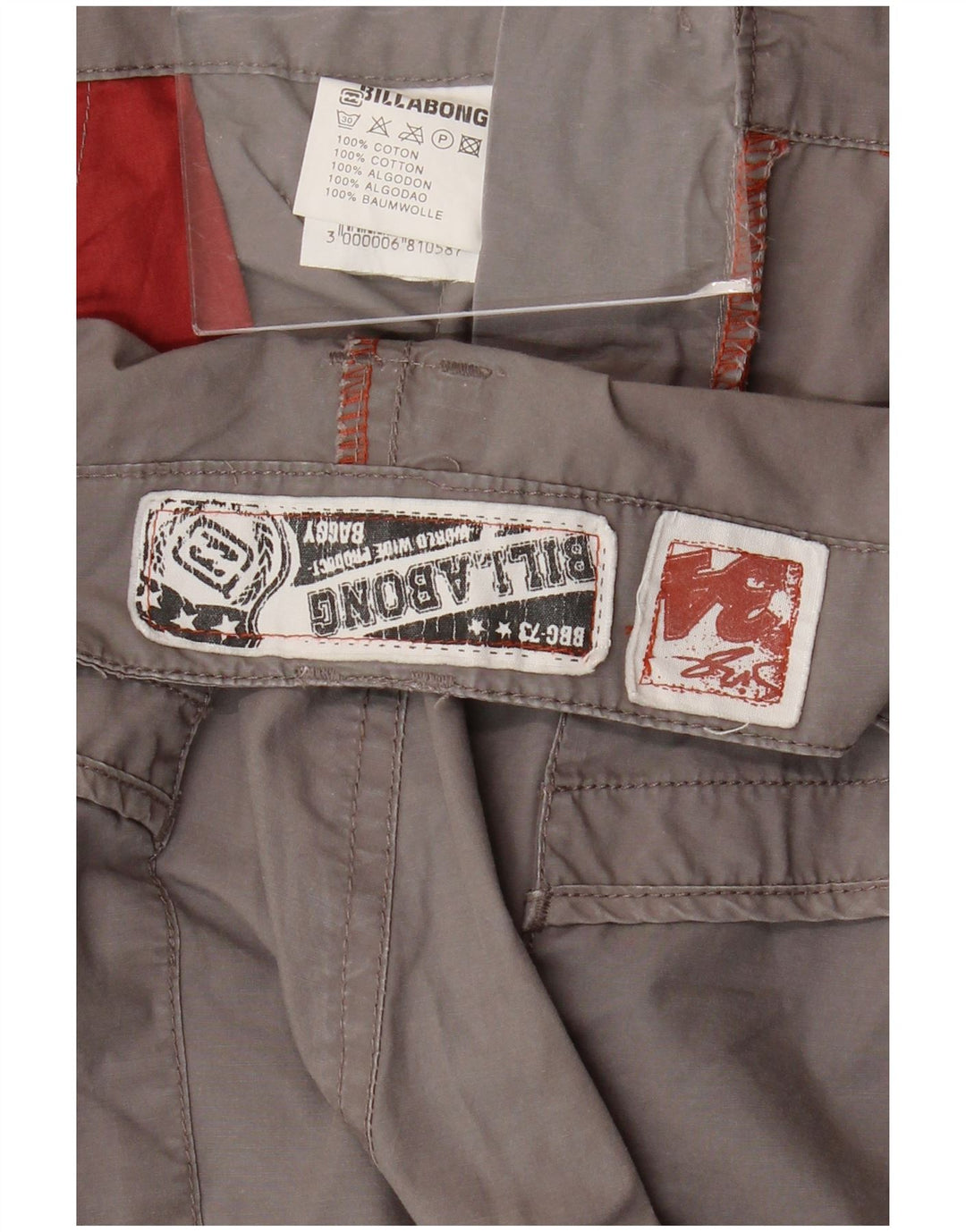 BILLABONG Herren Cargo-Bermudashorts W34 Große graue Baumwolle