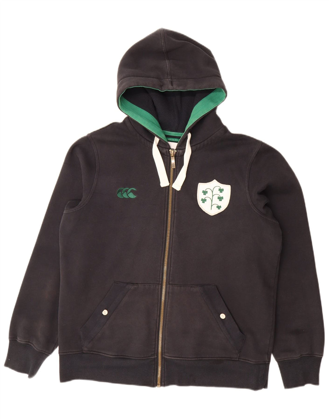 CANTERBURY Herren-Kapuzenpullover mit Reißverschluss, groß, aus schwarzer Baumwolle