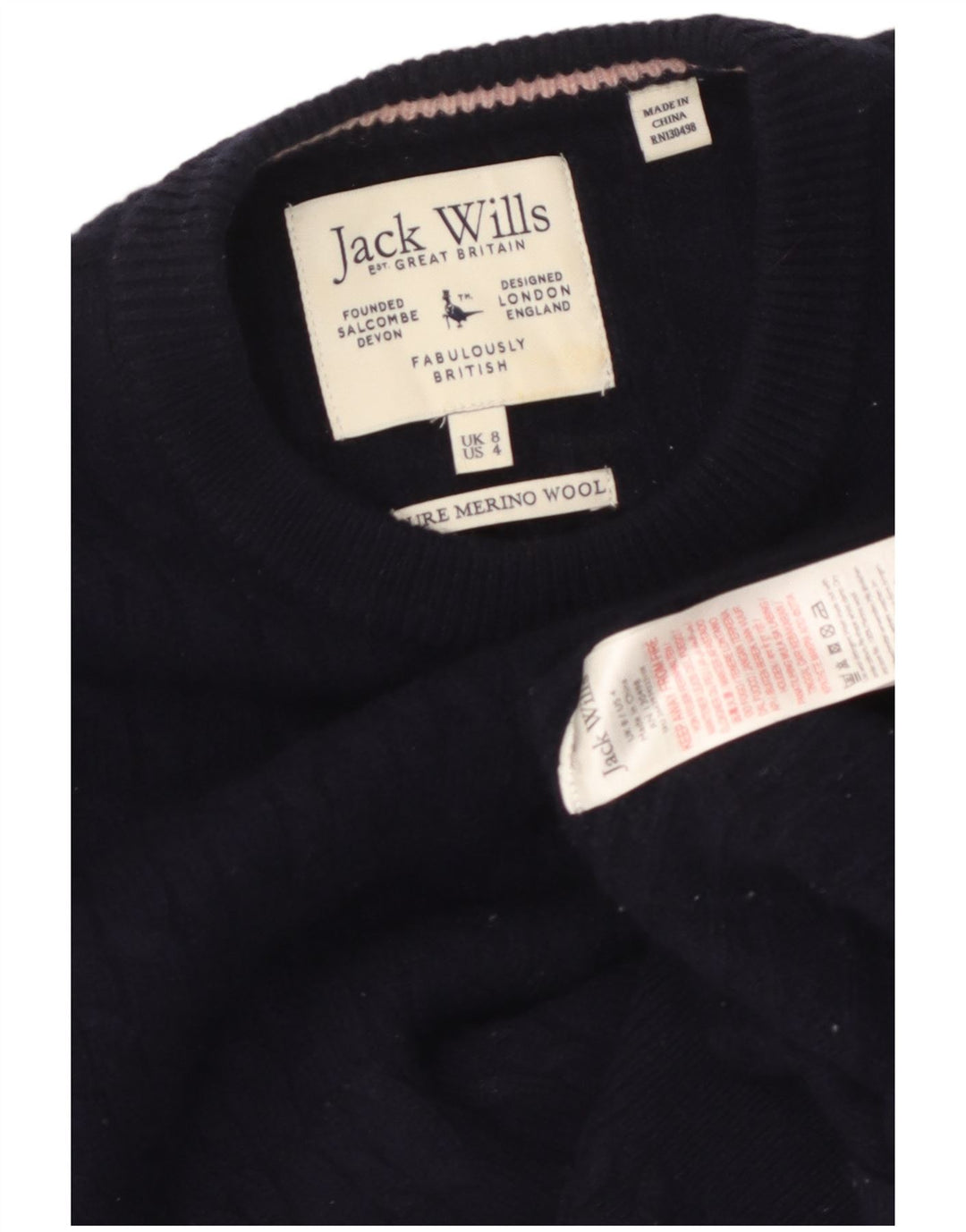 JACK WILLS Damen-Pullover mit Rundhalsausschnitt, Gr. 8, Marineblau