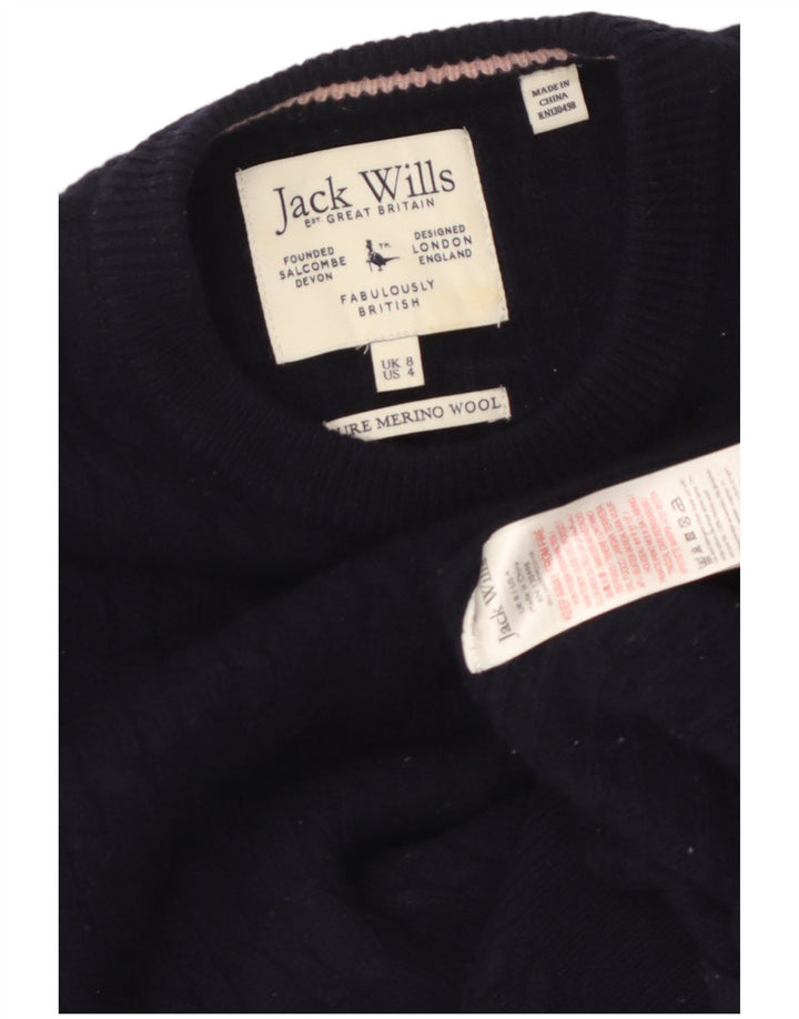 JACK WILLS Damen-Pullover mit Rundhalsausschnitt, Gr. 8, Marineblau