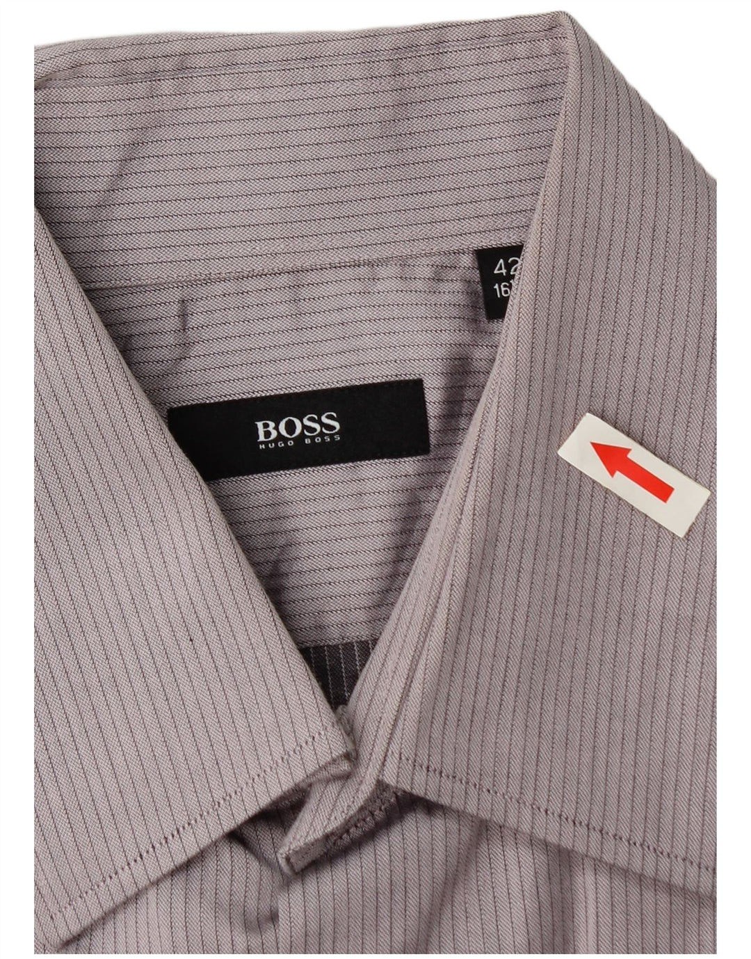 Hugo Boss Herrenhemd Größe 16 1/2 42 Große graue Nadelstreifen