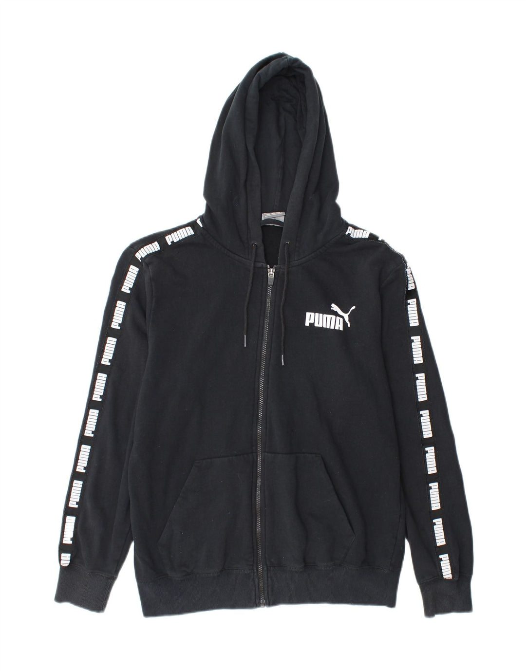 PUMA Mens Graphic Zip Hoodie Sweater Medium Black Cotton