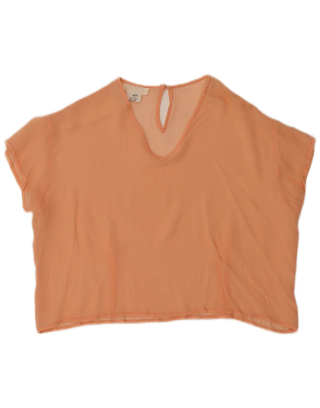 Vintage Damen Crop Bluse Top IT 44 Mittelorange Seide