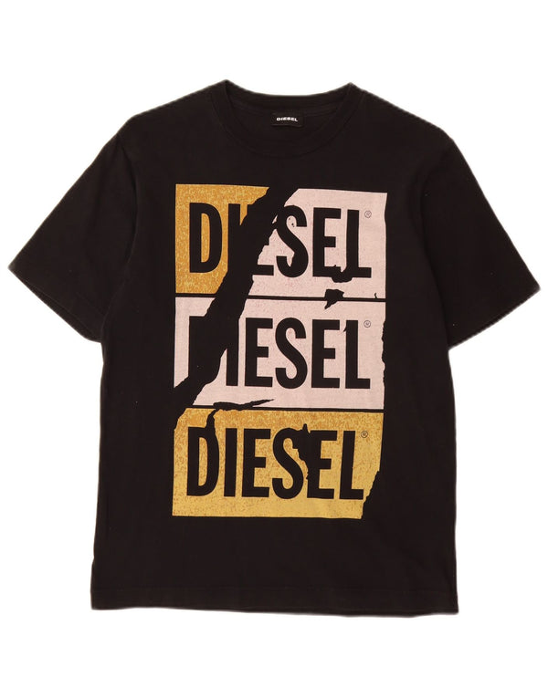 DIESEL Grafik-T-Shirt-Oberteil für Jungen, 11–12 Jahre, Schwarz