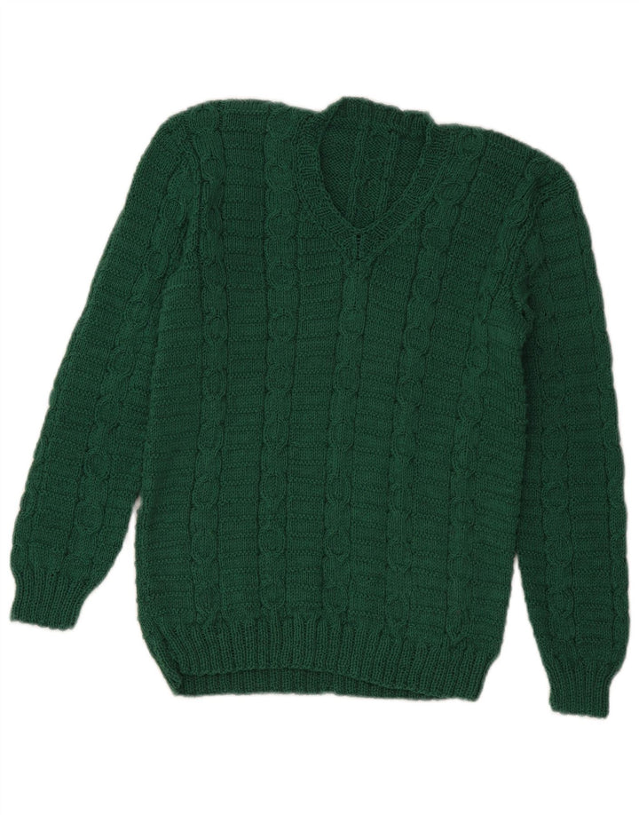 VINTAGE Womens V-Neck Jumper Sweater UK 8 Small Green Vintage Vintage and Second-Hand Vintage from Messina Hembry 