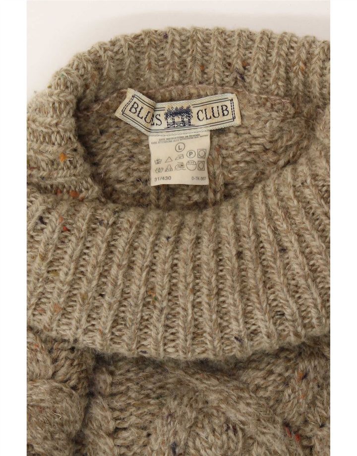 Blues Club Rollkragenpullover für Herren, groß, beige Wolle
