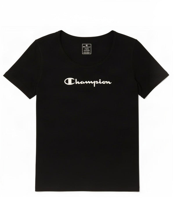 Champion Damen Grafik-T-Shirt-Oberteil UK 14 Large Schwarz