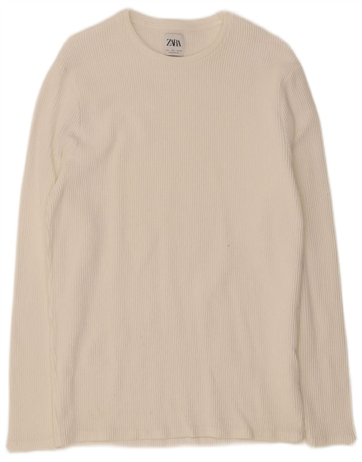 Zara Herren Top Langarm Large Weiß