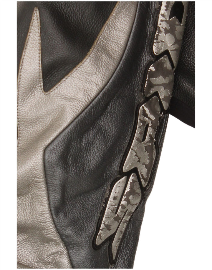 Spidi Herren-Motorrad-Grafik-2-teiliges Set, Größe 48, mittelschwarzes Leder