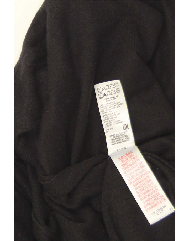 Marks & Spencer Womens Short Sleeve Open Cardigan Top UK 16 Large Schwarz