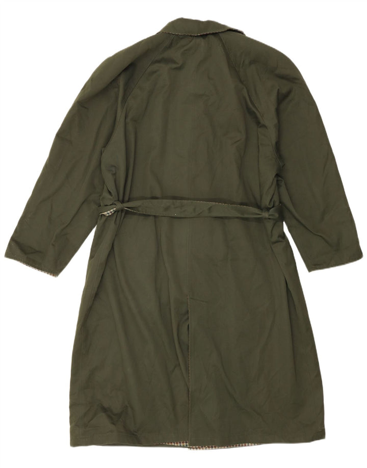 Vintage Damen Wende-Trenchcoat IT 46 Großes grün kariertes Polyester