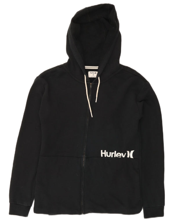 Hurley Womens Graphic Zip Hoodie Sweater UK 12 Mittelschwarze Baumwolle