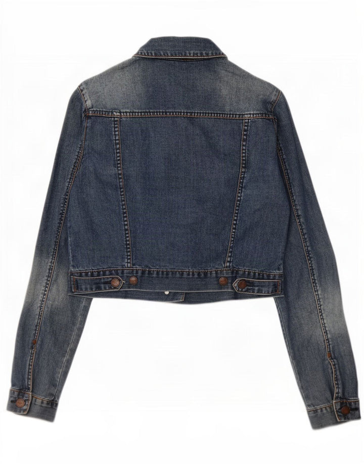 Topshop Damen Crop Denim Jacke UK 12 Mittelblaue Baumwolle