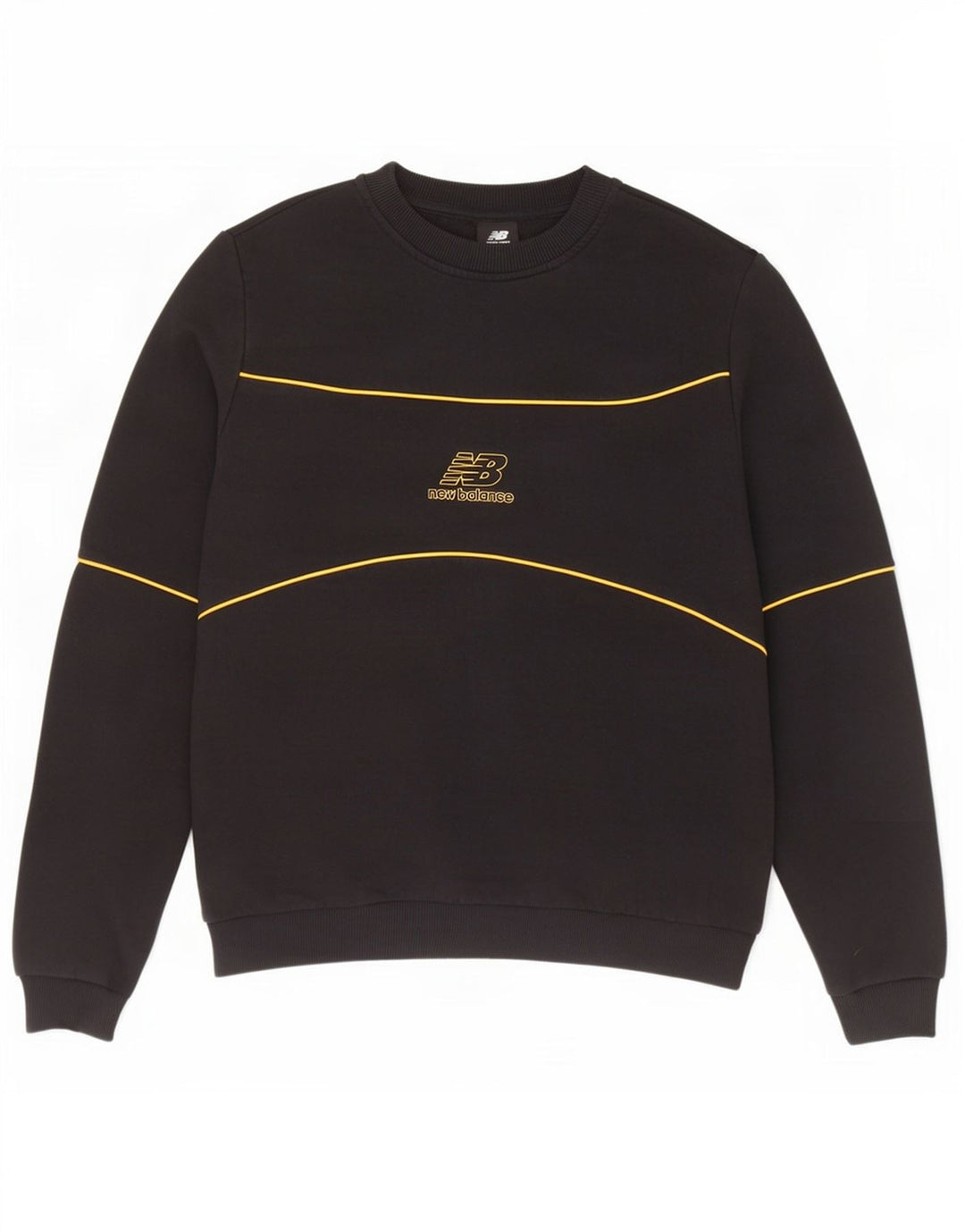New Balance Herren-Sweatshirt, Pullover, klein, schwarz, gestreift, Baumwolle
