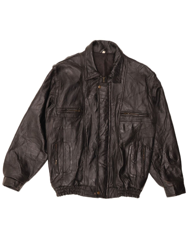 VINTAGE Herren Lederjacke UK 40 Großes schwarzes Leder