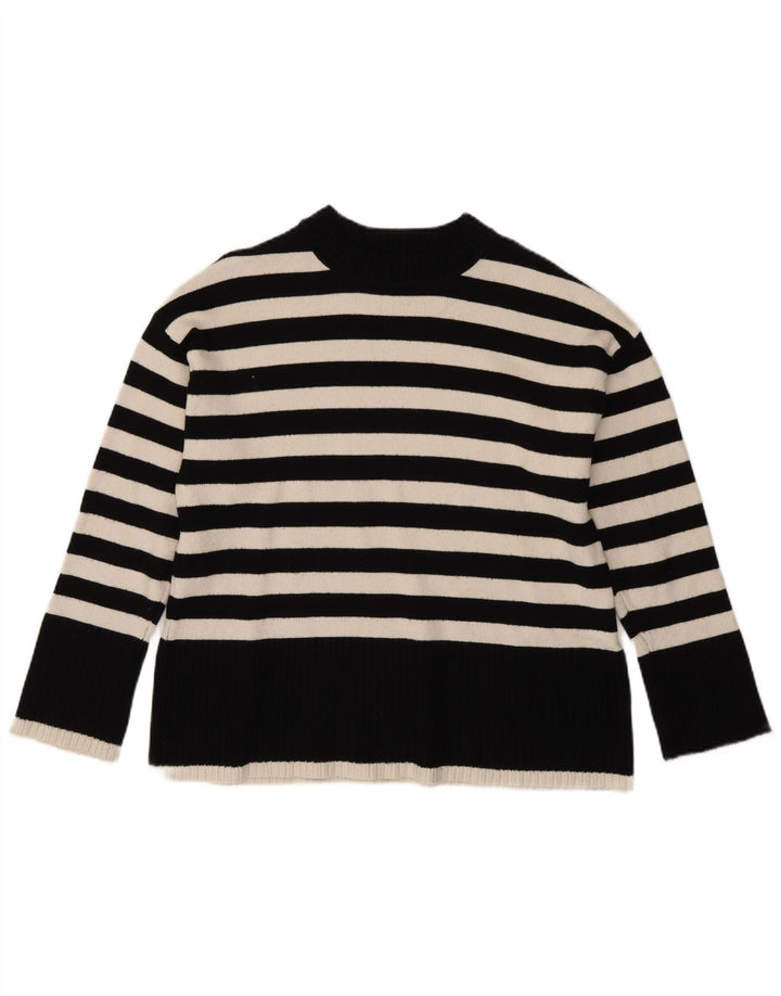 Zara Damen-Pullover mit Rollkragen, übergroß, Gr. 10, Größe S, Schwarz, gestreift