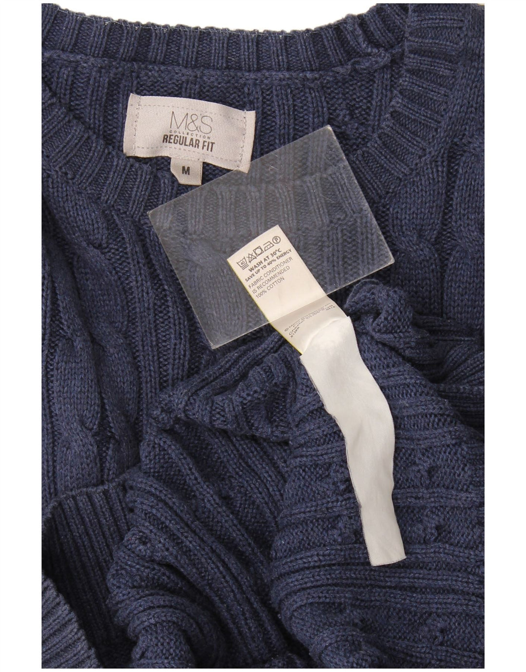 Marks & Spencer Herren-Pullover mit normaler Passform, Rundhalsausschnitt, Mittelblau