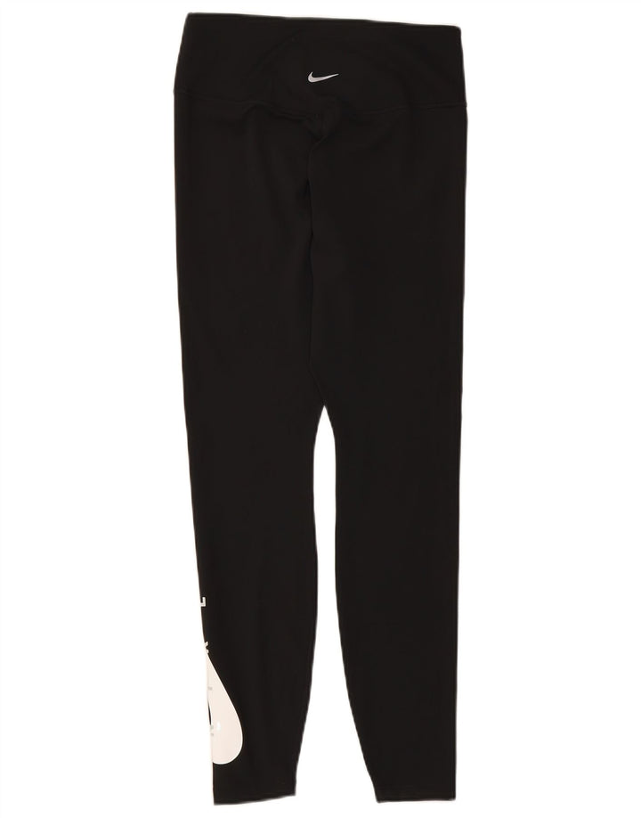NIKE Damen Dri Fit Graphic Leggings UK 12 Medium Schwarz