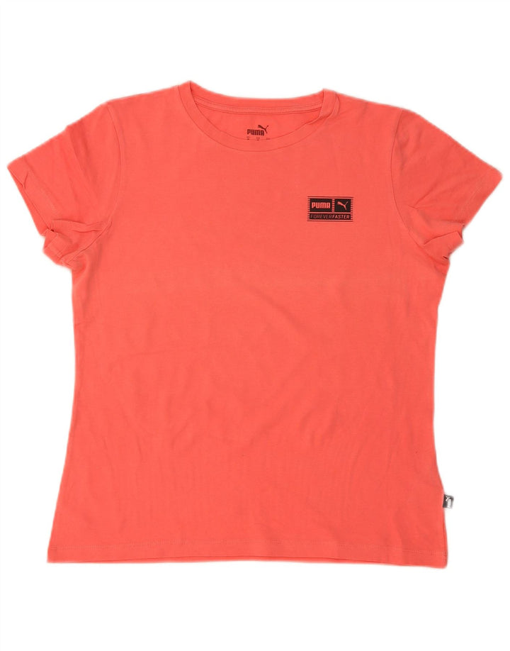 Puma Damen T-Shirt Top UK 14 Medium Orange Baumwolle